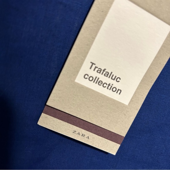 Zara blue cotton poplin split open back off the shoulder blouse top S - Picture 5 of 7